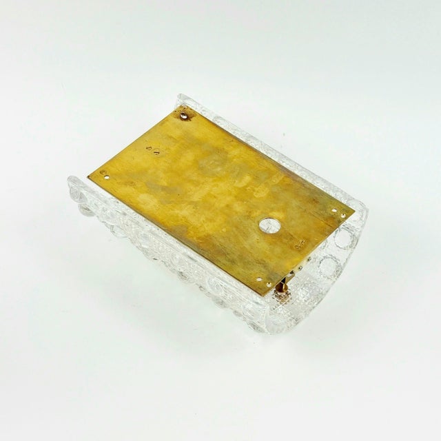 Metal Mid-Century Modern Scandinavian Glass & Brass Wall Lamp/Sconce by Carl Fagerlund for Orrefors, Sweden, 1960s For Sale - Image 7 of 8