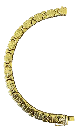Vintage 14 Karat Yellow Gold 16.2Gm Parentesi link Bracelet Unisex, 7.5 ", Italy