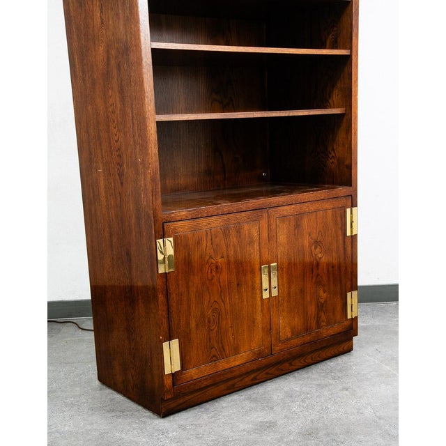 Mid Century Modern Cabinet Compact Display Scene One Henredon Campaign Dark Wood For Sale In Sacramento - Image 6 of 12