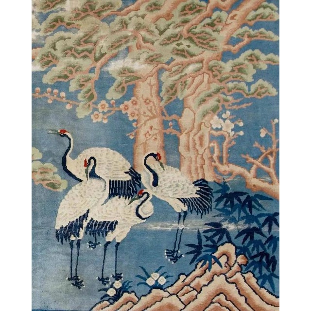 Textile Antique Chinese Ningxia Rug with Storks For Sale - Image 7 of 9