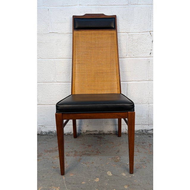 Set of Four Mid-Century Walnut and Cane Dining Chairs For Sale - Image 4 of 13