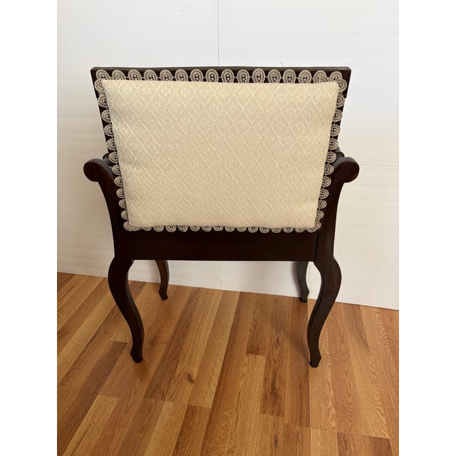 Traditional Antique Edwardian Style Dark Wood Piano Stool With Lift-Top Storage Bench For Sale - Image 3 of 5