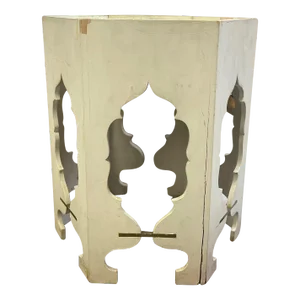 1970s Vintage White Hexagonal Side Accent Table