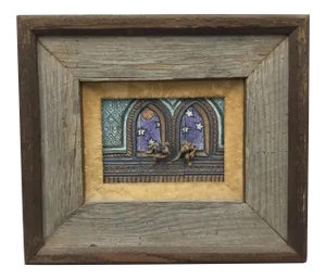 1975 Vintage Framed Ceramic Tile Art/ Sculpture” Monsters in Their Boudoir in Barbados”