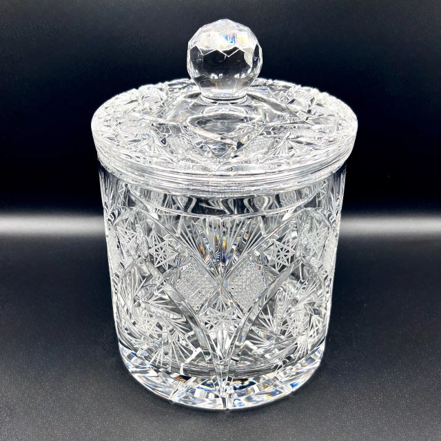 Vintage hand cut crystal biscuit barrel, craftsmanship that brings dazzling elegance to a home interior. Handcrafted from...