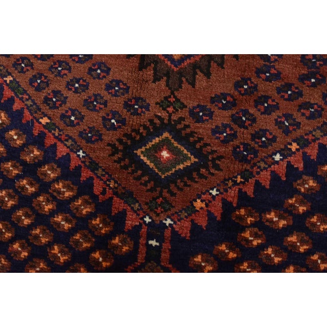 Zanjan Rug 4'5'' X 7'5'' Red Wool Vintage Tribal Hand-Knotted Oriental Carpet For Sale - Image 4 of 12