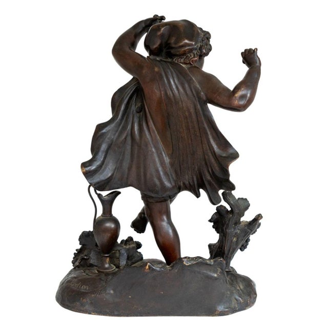 Claude Michel Clodion Clodion "Dancing Cherub" Patinated Bronze For Sale - Image 4 of 5
