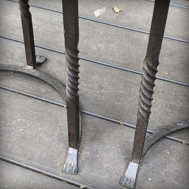 Vintage Side Tables in Wrought Iron and Oak, France, 1930s, Set of 2 For Sale - Image 11 of 18