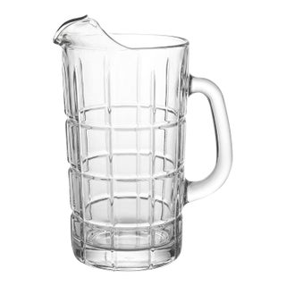 Vintage Anchor Hocking Mid-Century Geometric Cut Glass Water Pitcher For Sale