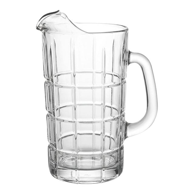 Vintage Anchor Hocking Mid-Century Geometric Cut Glass Water Pitcher For Sale