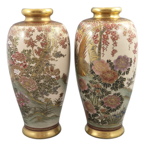 Japanese Early Showa Satsuma Vases by Manpei, Kobe, 1930s, Set of 2