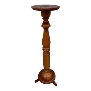 A Vintage Antique Turned Oak Pedestal, Circa 1890’s For Sale