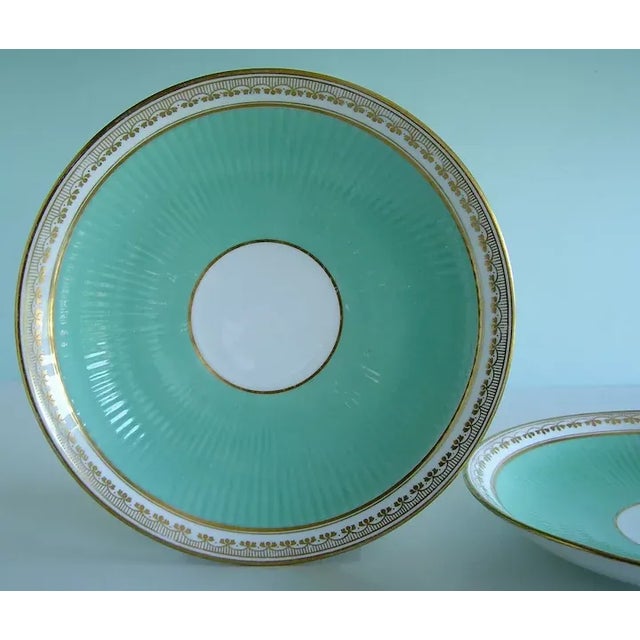 19th Century 1850 Antique English Minton Porcelain Ribbed Turquoise Serving Plates - A Pair For Sale - Image 5 of 10