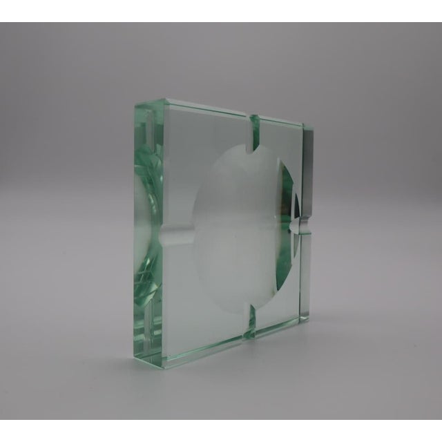 Mid-Century Modern Green Crystal Ashtray from Fontana Arte, Italy, 1960s, in Very Good conditions. Designed 1960 to 1969 I...