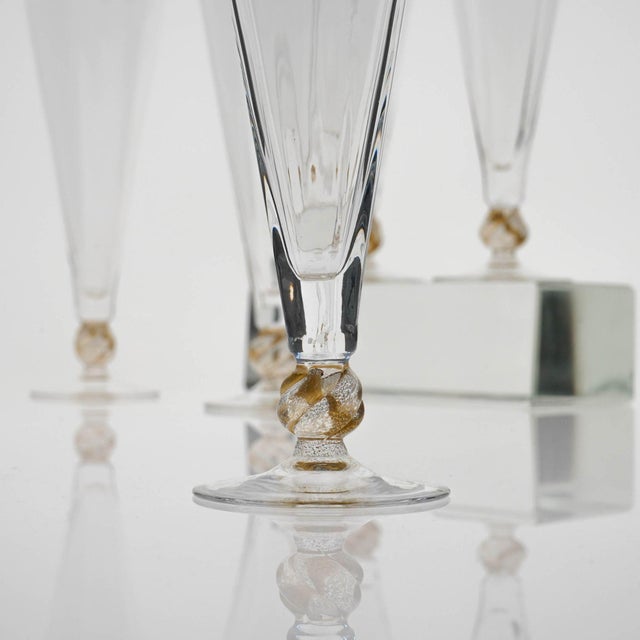 Hexagonal Flutes with Gold Inserts by Cenedese, Set of 5 For Sale - Image 13 of 18