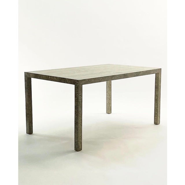 Gray Vintage Custom Faux Bois Edelman Leather Parsons Dining or Writing Table For Sale - Image 8 of 9
