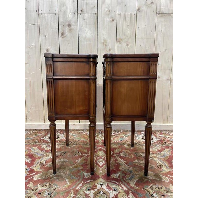 Louis XVI Style Bedside Tables in Cherrywood, Set of 2 For Sale - Image 3 of 7