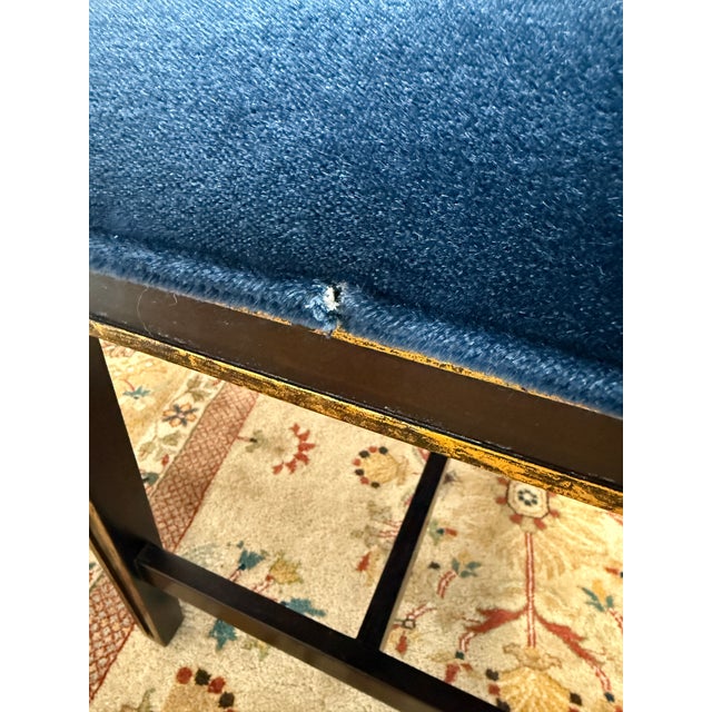 Bespoke Sapphire Velvet Bench For Sale - Image 9 of 12