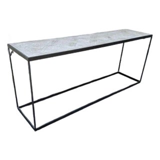 Rh Reclaimed Oak Parquet Console Table For Sale