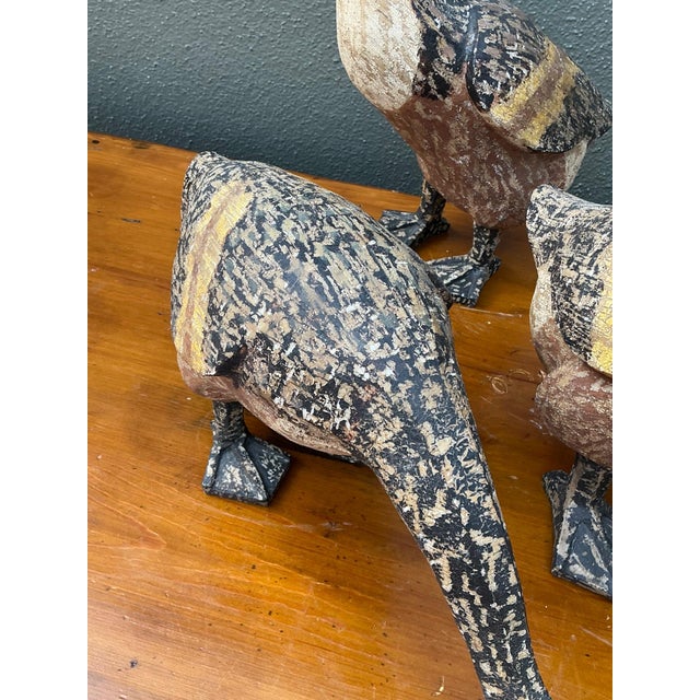 Vintage Carved Wood Goose Sculptures - Set of 3 For Sale - Image 12 of 18