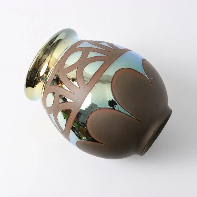 French Art Deco Metallic Glaze Vase, 1930s For Sale - Image 9 of 10