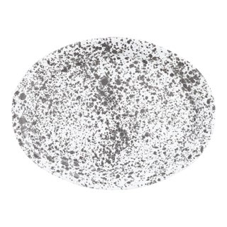 Crow Canyon Home Splatterware, Oval Platter in Grey & White For Sale