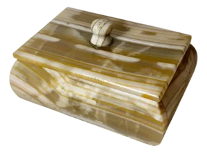 Mid 20th Century Agate and Marble Box With Finial