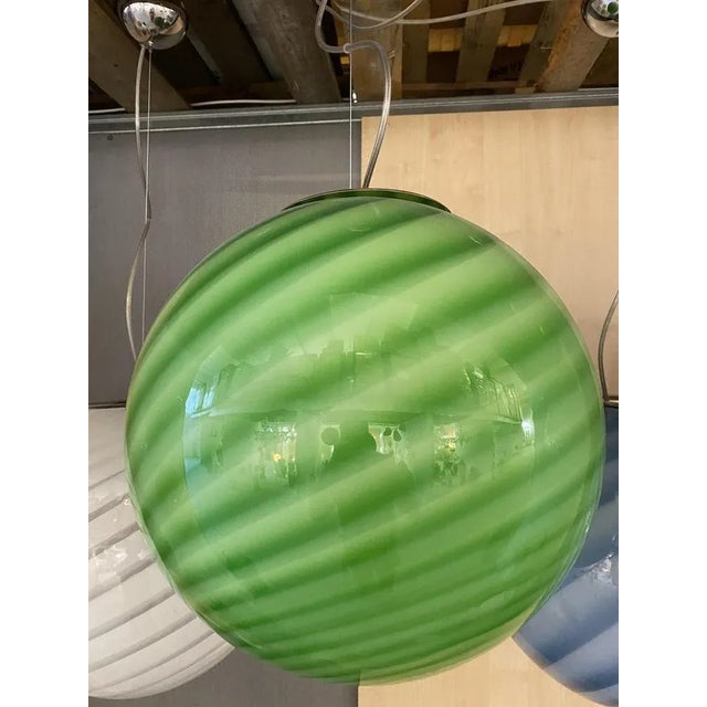Transparent White and Green Pendant in Murano Glass from Simoeng For Sale - Image 4 of 4