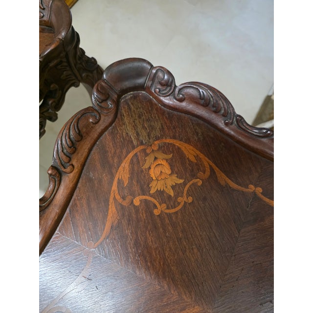 1940s 1940s Pair of Louis XV Style Marquetry Side Tables/End Tables French Rococo Revival For Sale - Image 5 of 9