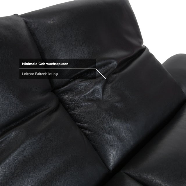 Francis Leather Two-Seater Black Manual Function Sofa from Koinor For Sale - Image 11 of 18