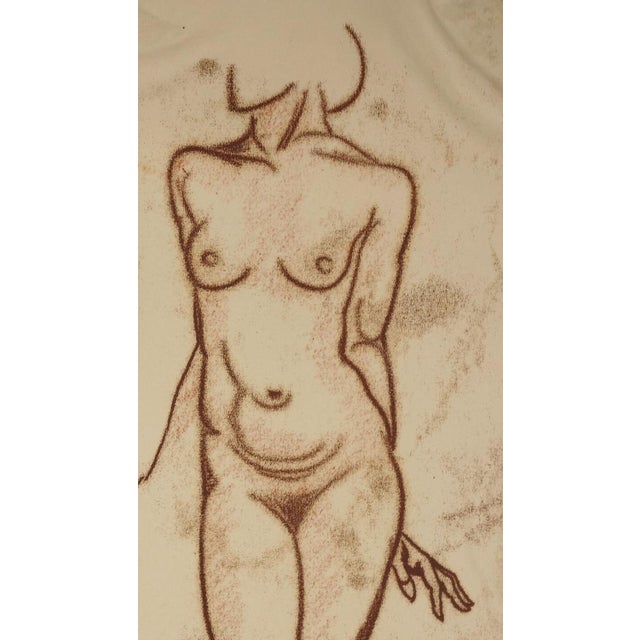 Fritz Uphoff (1890 Witten – 1966 Worpswede), Two Female Nudes, ca. 1930. Red chalk drawing on paper with a colored...