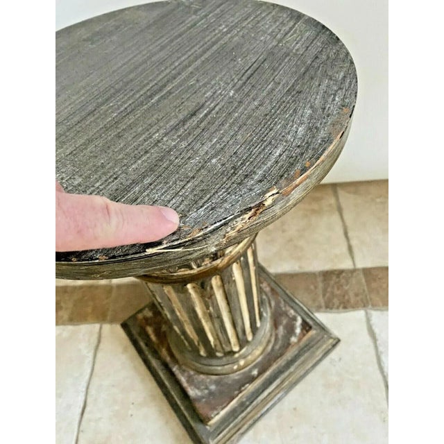 Wood Vintage Roman Style Column Bust Plant Stand Pedestal Carved Solid Wood For Sale - Image 7 of 10