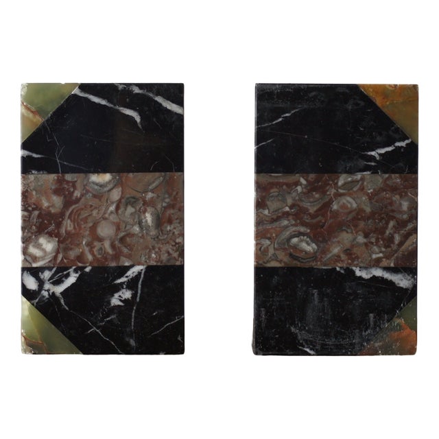 Art Deco French Marble Bookends, 1930s, Set of 2 For Sale