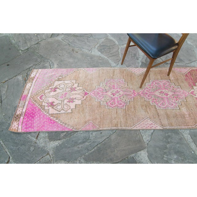 Contemporary 1980s Vintage Kurdish Pastel Medallion Wool Pile Hand-Knotted Runner For Sale - Image 3 of 11
