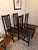 1980s Set of 4 Postmodern Black Wood and Leather Strap Dining Chairs For Sale - Image 11 of 12