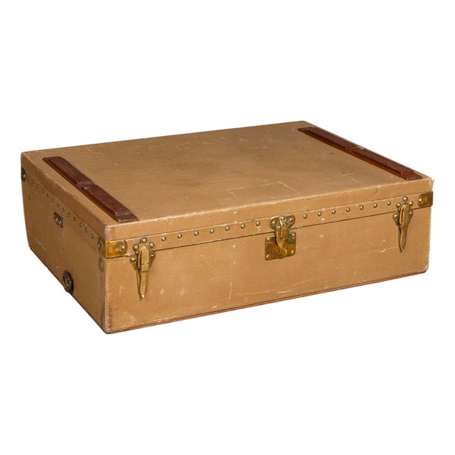 Vintage Car Trunk in Grey Vuittonite Canvas from Louis Vuitton, Paris, France, 1930s For Sale