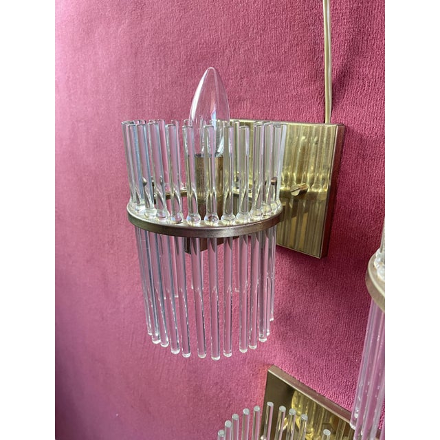 Metal Mid-Century Wall Lamps in Brass and Murano Glass from Sciolari, 1960s, Set of 3 For Sale - Image 7 of 12