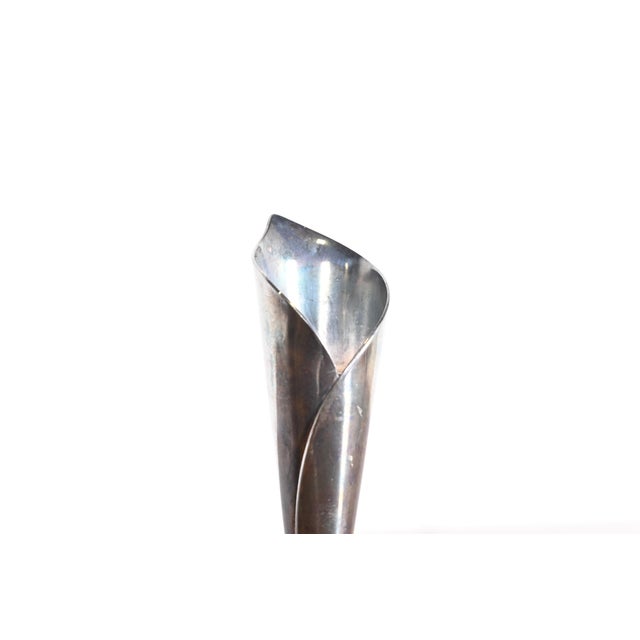1960s Hans Jensen Danish Modern Calla Lily Silverplate Candlesticks, Pair For Sale - Image 5 of 12