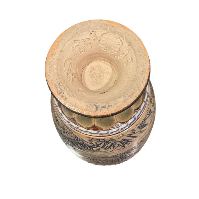 Antique Royal Doulton Lambeth Stoneware Hanna Barlow Incised Donkey Vase For Sale - Image 13 of 17