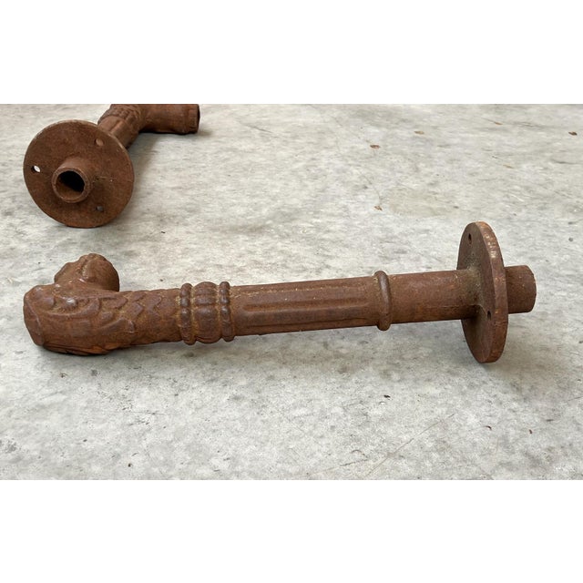 Burnt Orange Large French Cast Iron Fountain Spouts, Overall Length 18.5 Inches For Sale - Image 8 of 12