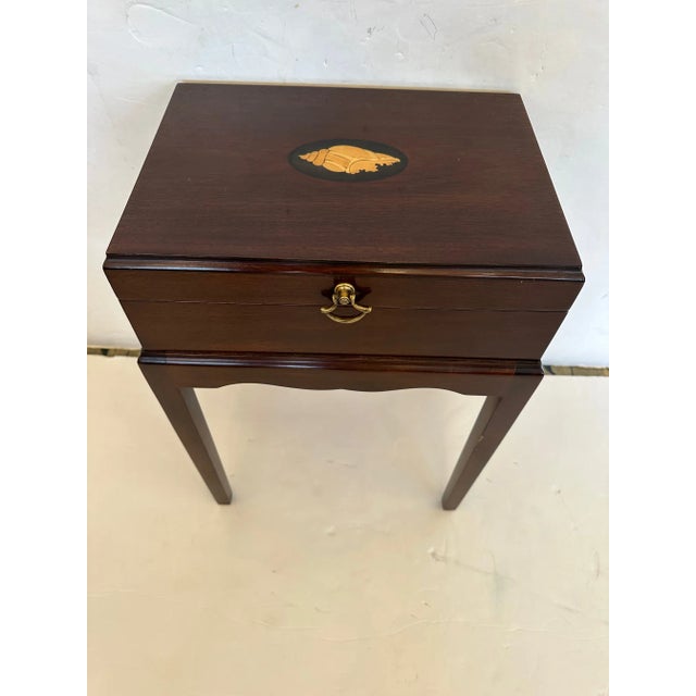 Brown Mahogany Inlaid Box on Stand End Table For Sale - Image 8 of 9