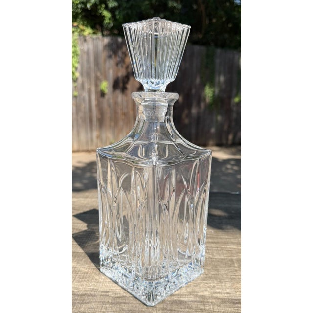 Glass Late 20th Century Crystal Clear Industries Monarch Crystal Square Decanter Stopper For Sale - Image 7 of 12