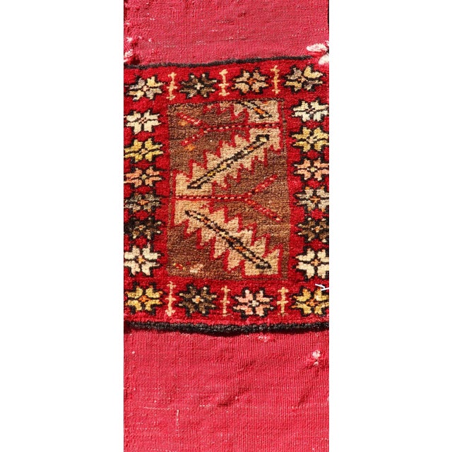Pair of Antique Turkish Sampler Rugs With Coral, Yellow and Brown Colors For Sale - Image 10 of 12