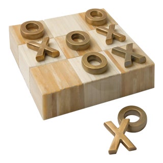 Regina Andrew Tic Tac Toe Flat Board With Brass Pieces For Sale