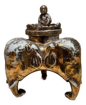 Antique Japanese Kutani Porcelain Tripod Incense Burner by Taniguchi