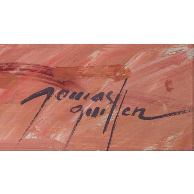 Post Impressionist Study, Fishermen Repairing Nets, 20th-Century, Oil on Board, Framed For Sale - Image 7 of 10