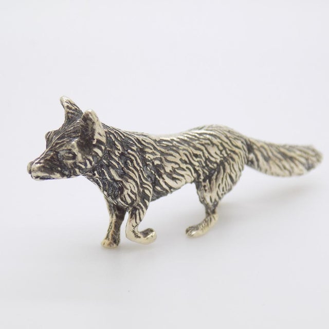 Metal Vintage Italian Handmade Silver Fox Figurine, 1960s For Sale - Image 7 of 14