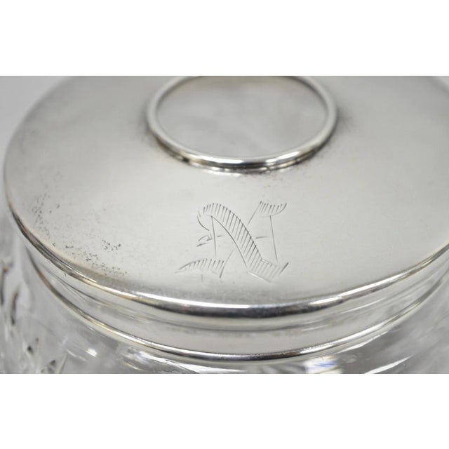 Antique Victorian Sterling Silver Crystal Glass Vanity Hair Receiver "N" Mono For Sale - Image 4 of 14