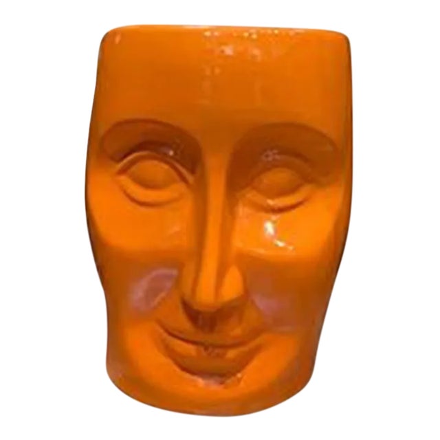 2000s Solid Orange Garden Stool For Sale