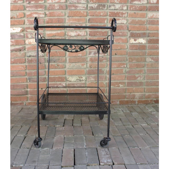 Russell Woodard Circa 1980s Wrought Iron Bar Cart by Russell Woodard For Sale - Image 4 of 9